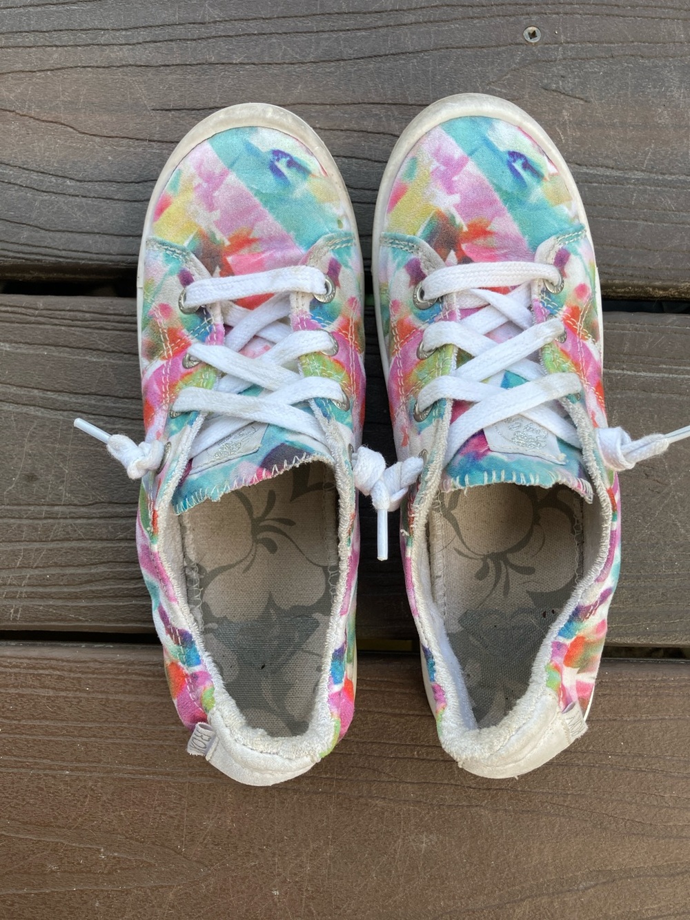 Roxy Tie-Dye Canvas Sneakers - Pink, Blue, Green
